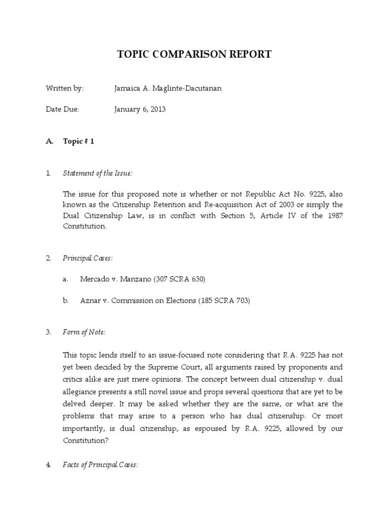 Dual Citizenship Law vs. Constitution | PDF | Annulment | Divorce