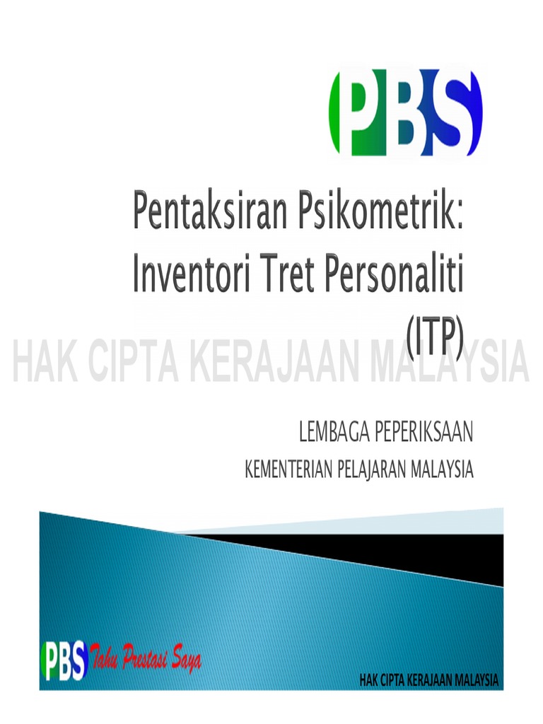 Pentaksiran Psikometrik Inventori Tret Personaliti Itp Pdf