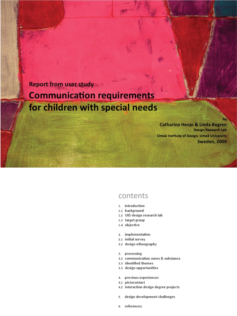 Communication Needs for Special Needs Kids | PDF | Ethnography ...