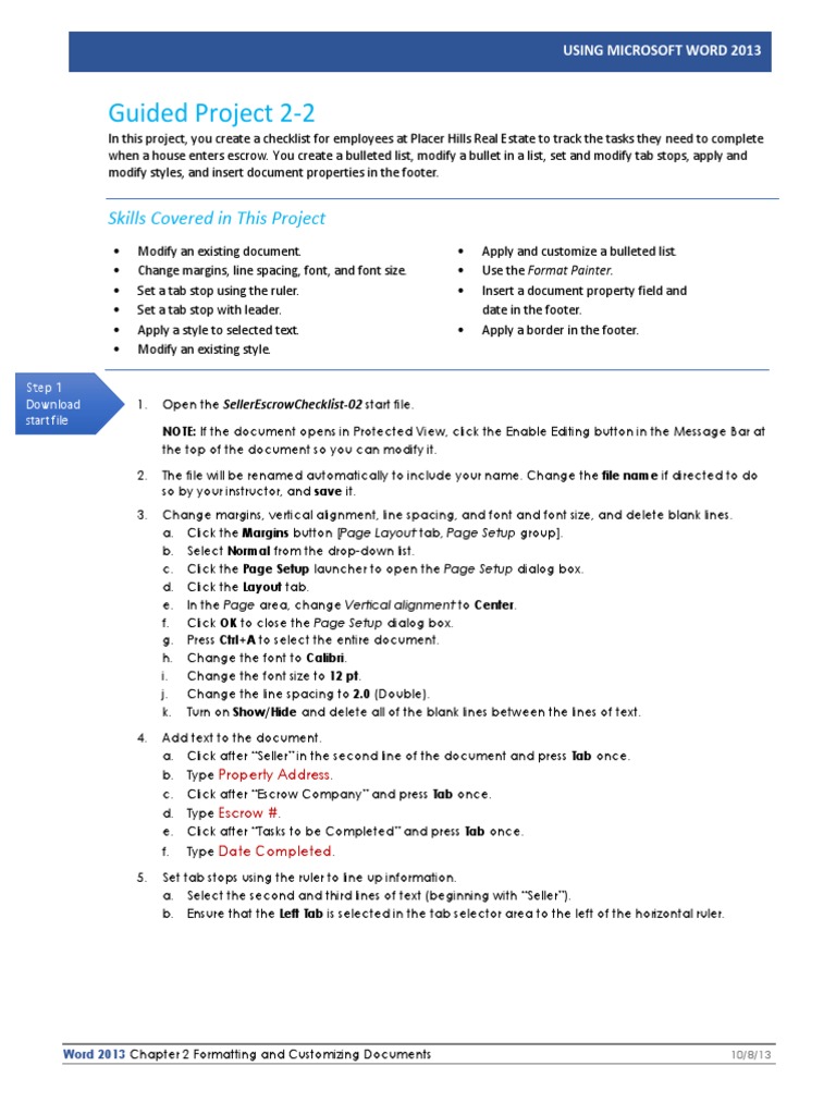 Word 2013: Employee Checklist Project | PDF | Microsoft Word | Text