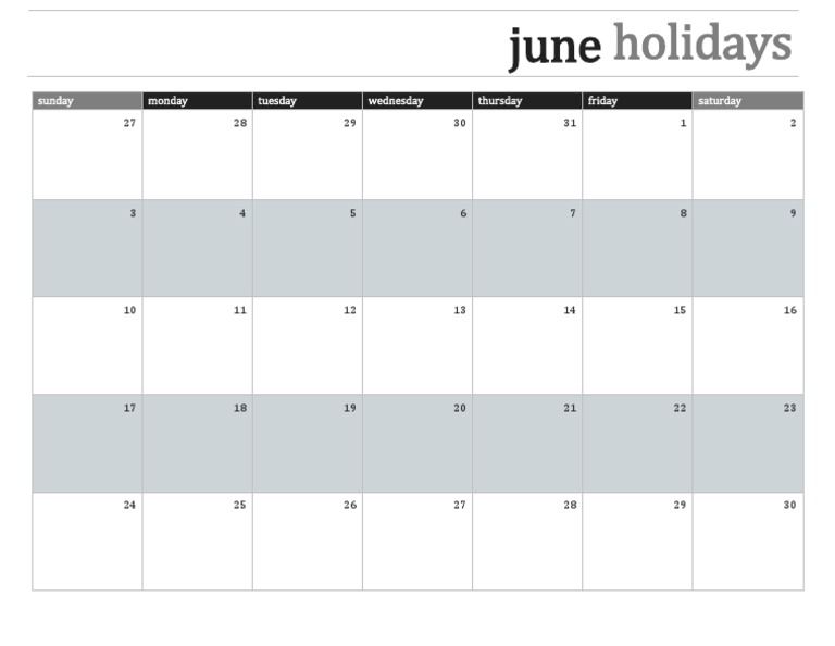 June Weekday Overview | PDF