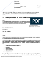 NTS Sample Paper of State Bank