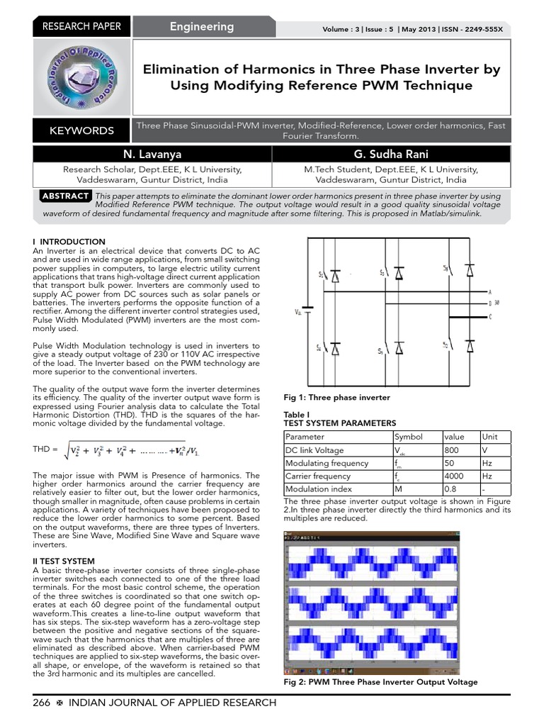 Harmonic Reduction in Inverters | PDF | Power Inverter ...