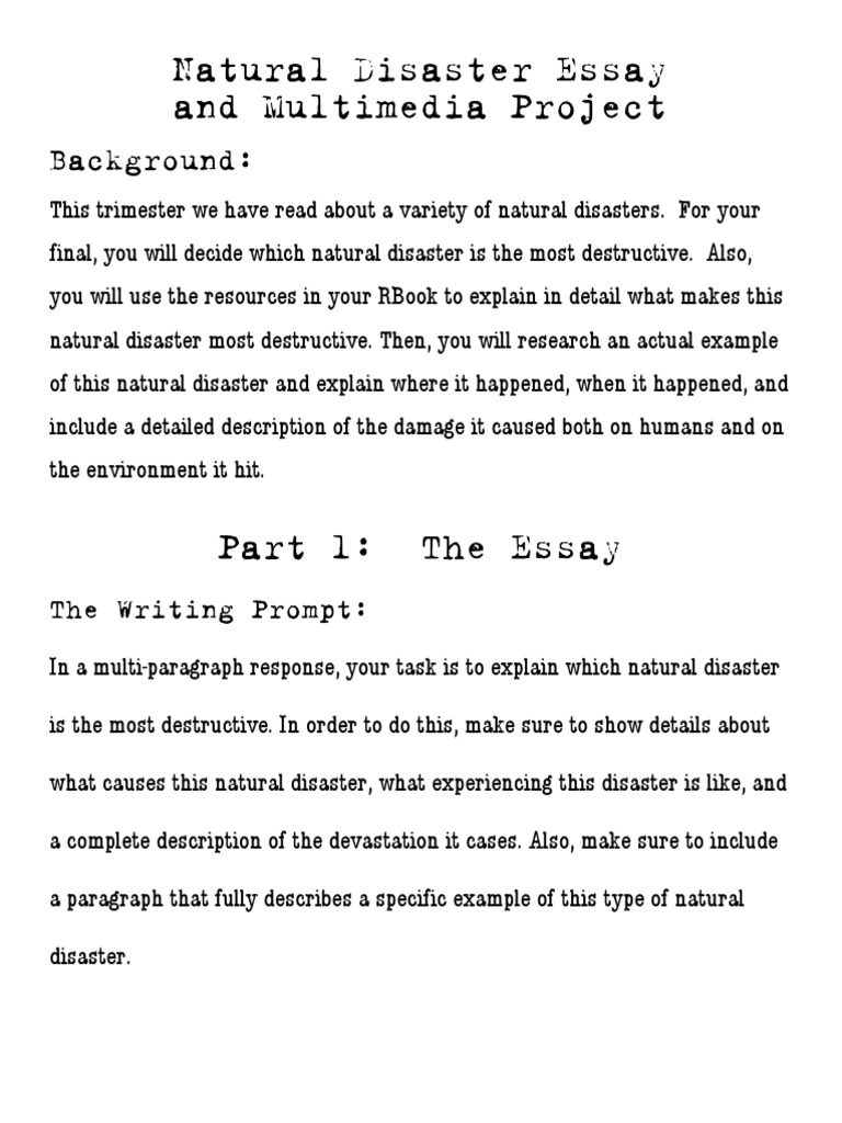 Natural Disaster Essay And Multimedia Project Essays Multimedia