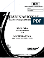 Naskah Soal UN Matematika IPA SMA 2012 Paket B21
