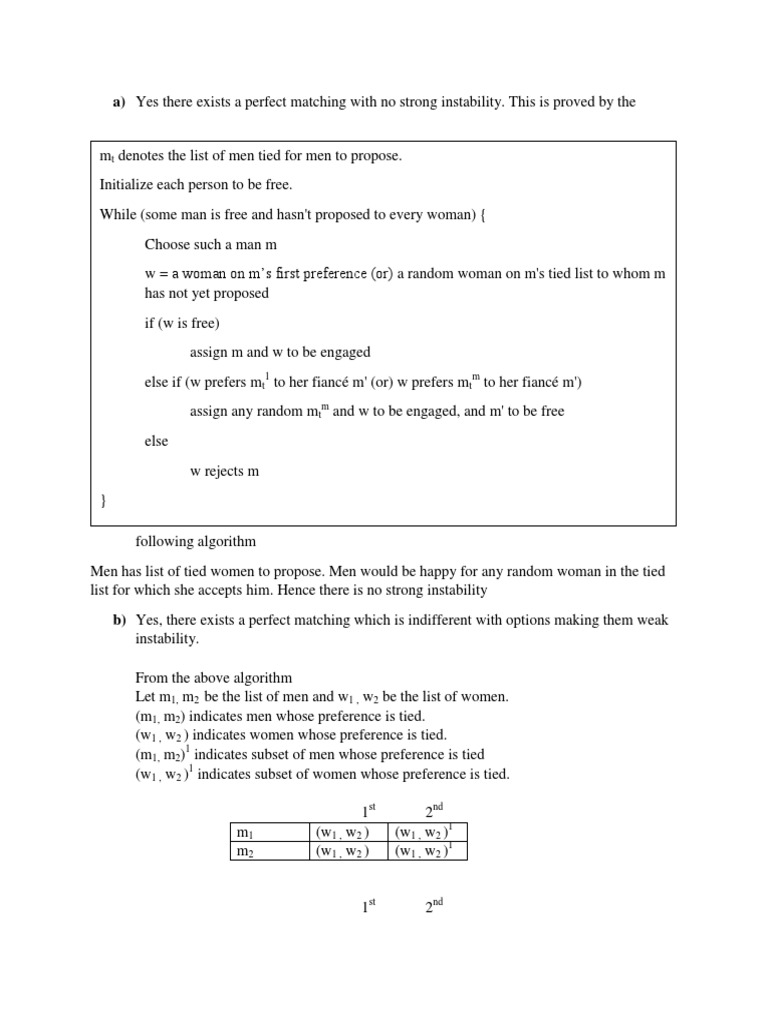 Perfect Matching and Stability in Proposals | PDF