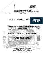 NOTA KURSUS TAHUN 2006 - Pengurusan Dan Pentadbiran Kontrak - 25-04-2006 To 27-04-2006