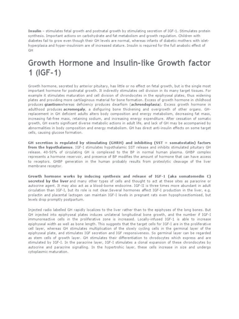 The Role of Growth Hormone and Insulin-like Growth Factor 1 in Growth ...