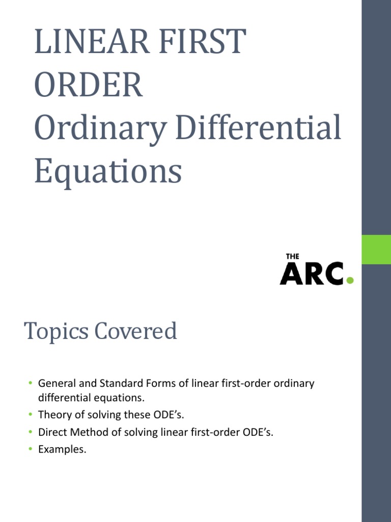 Linear First Order ODE | Ordinary Differential Equation | Differential ...