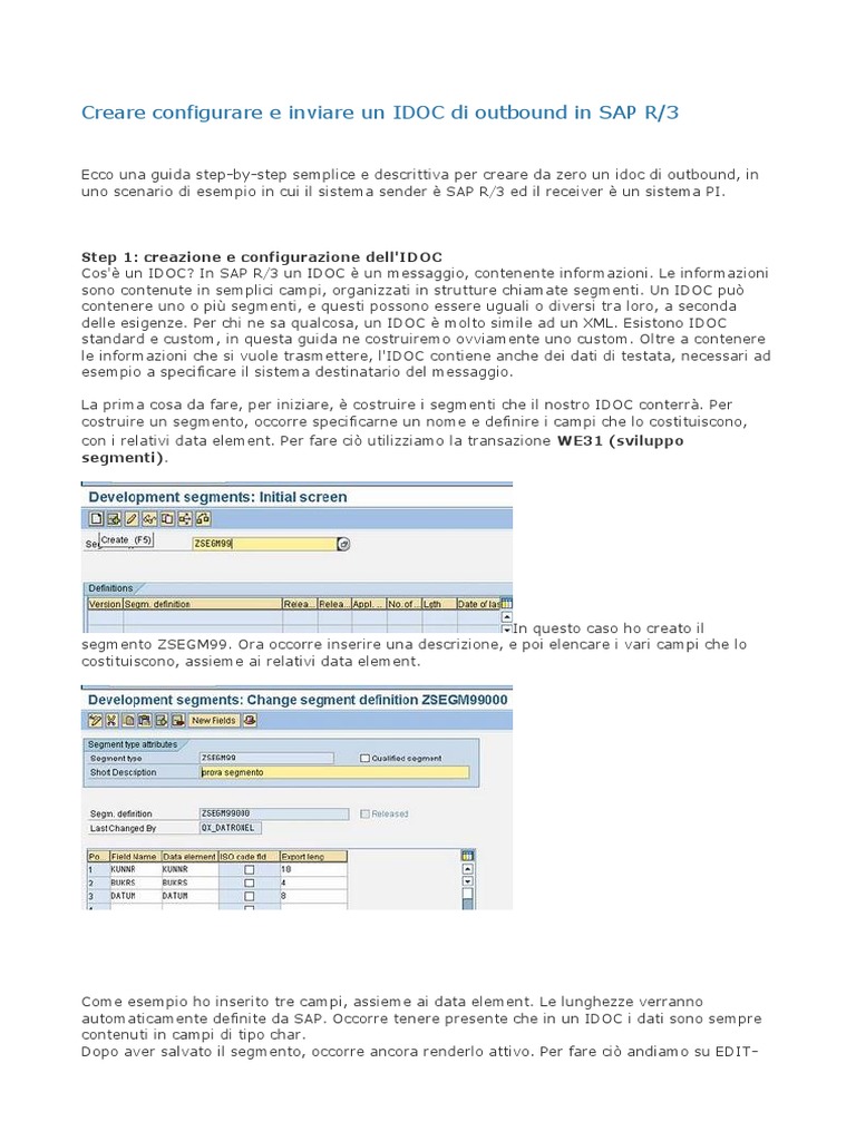 Creare Configurare e Inviare Un IDOC Di Outbound in SAP | PDF