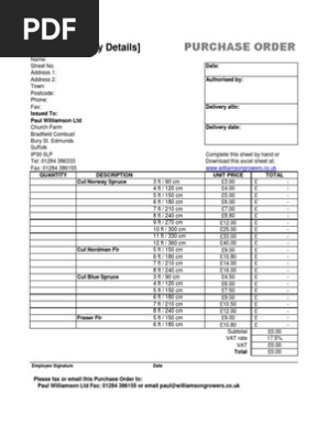 Excel Purchase Order