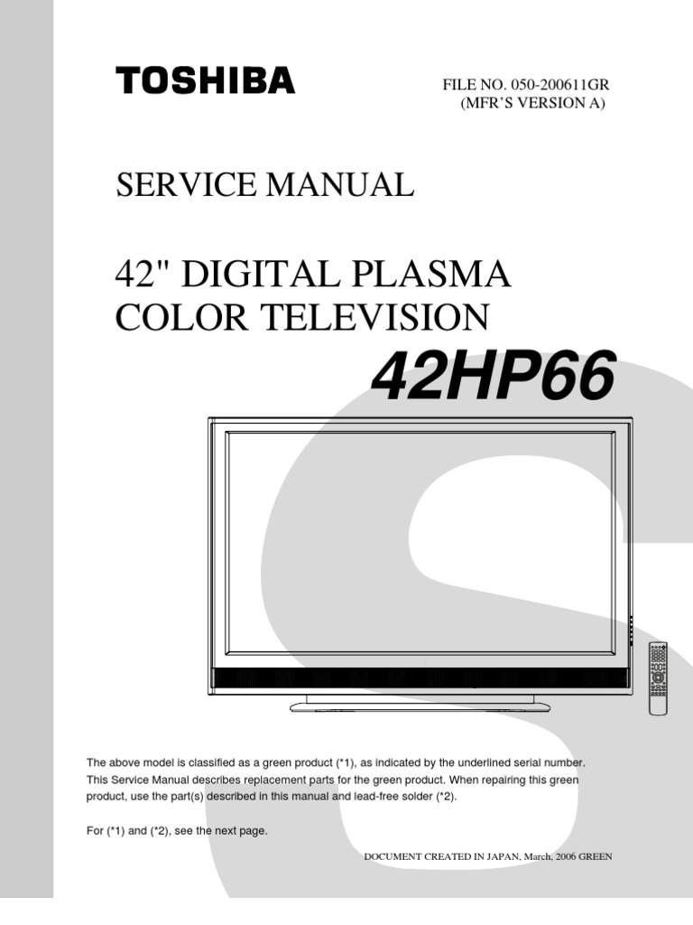 Toshiba 42hp66 Service Manual | PDF | Soldering | Electricity
