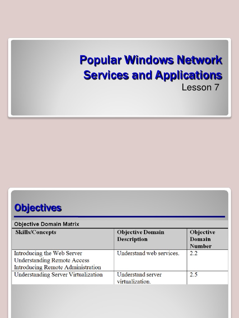 Windows Network Services Overview | PDF | Remote Desktop Services ...