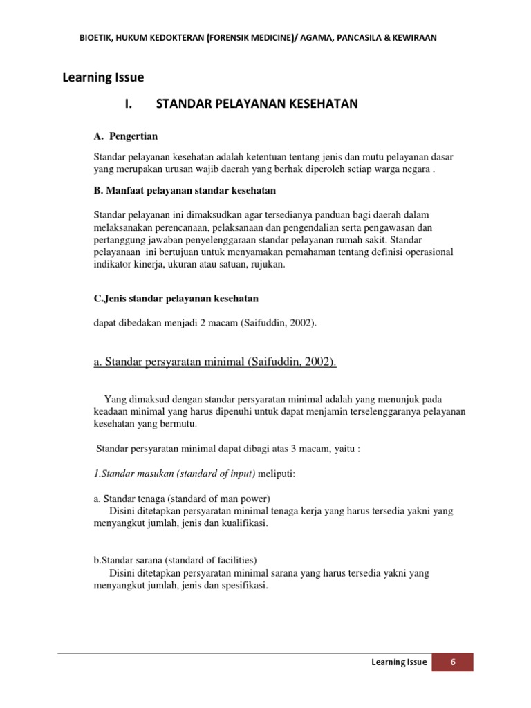 Standar Pelayanan Kesehatan