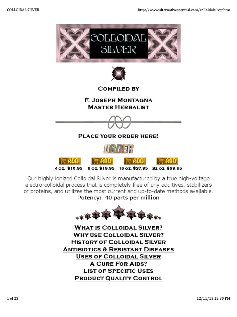 Colloidal Silver PDF Antimicrobial Resistance Dose (Biochemistry)