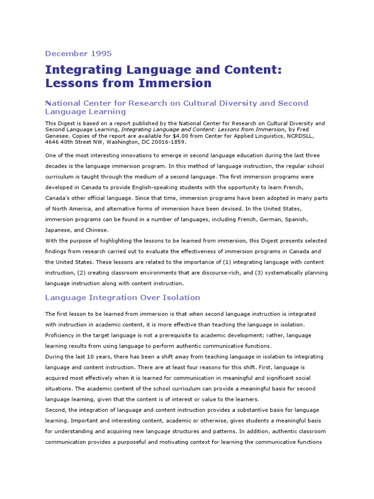Language Immersion Program Insights | PDF | Career & Growth