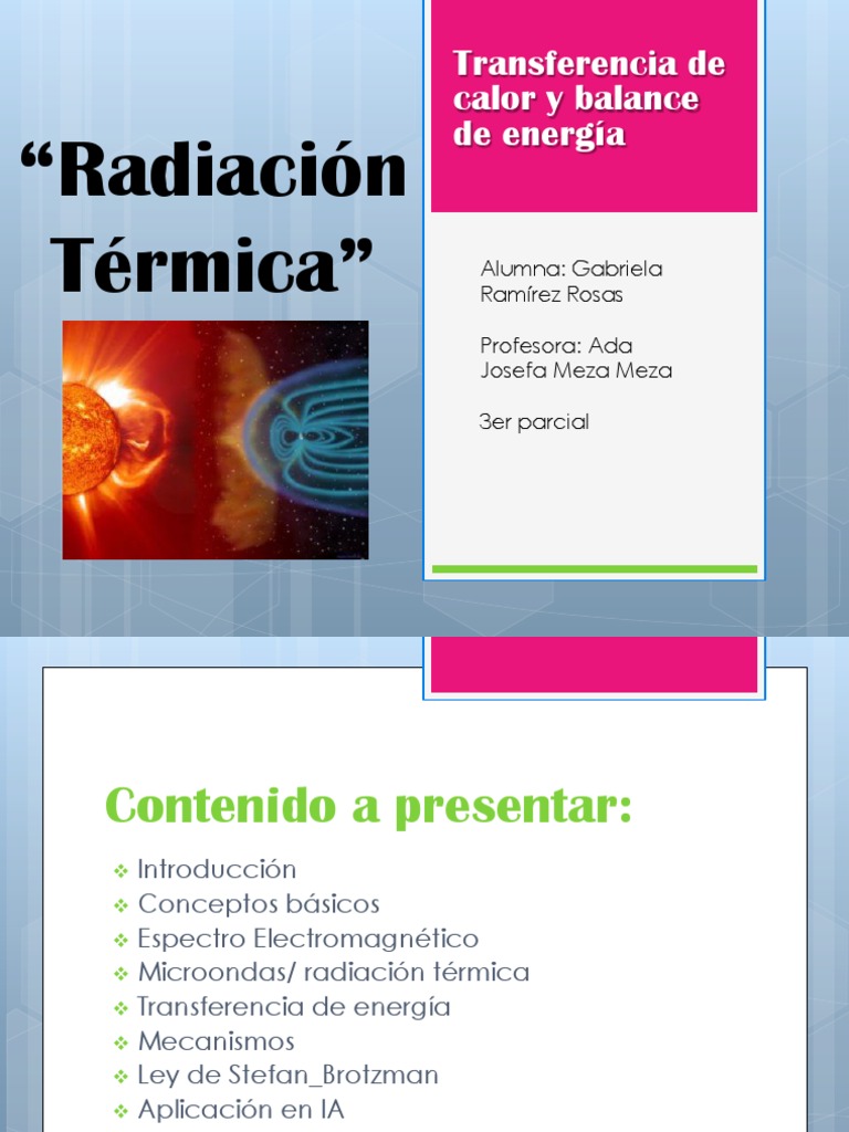 Radiación Térmica Radiación electromagnética Ligero