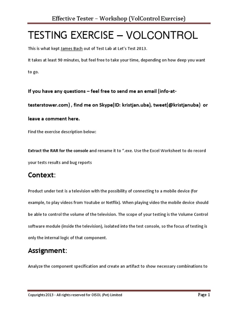Volume Control Testing Exercise Guide | PDF | Software Bug | Software ...