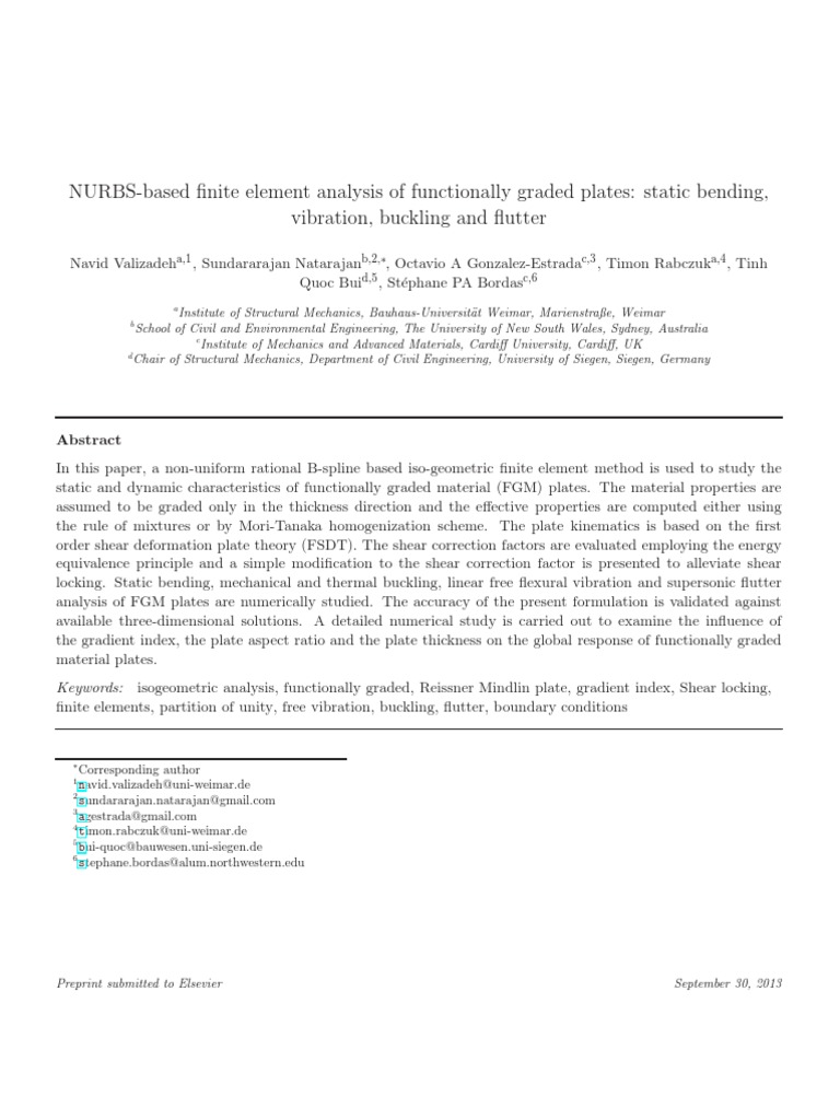 NURBS-based Finite Element Analysis of Functionally Graded Plates ...