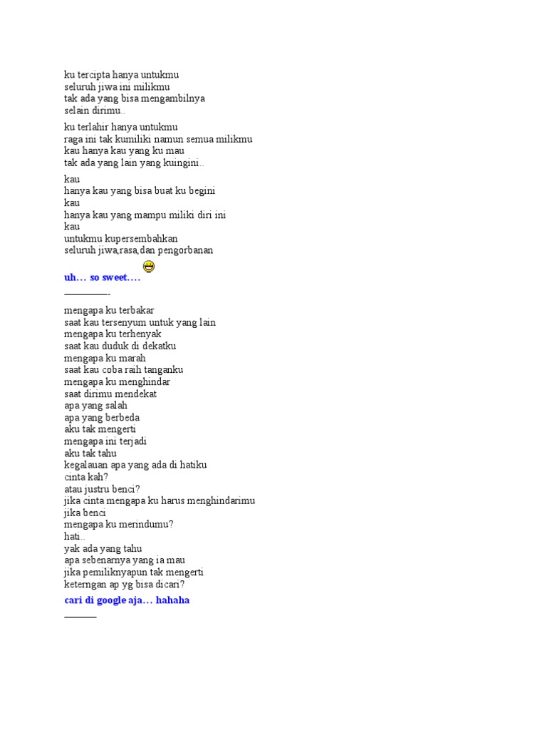 Ku Tercipta Hanya Untukmu Pdf