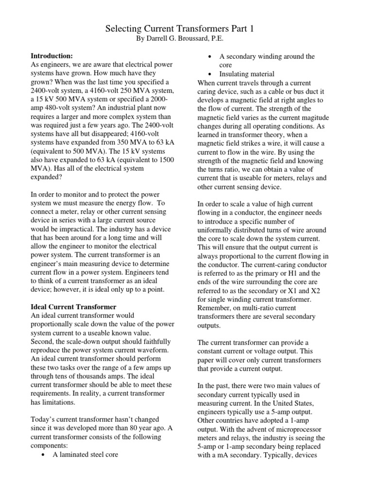 Current Transformer Paper | PDF | Transformer | Electrical Impedance