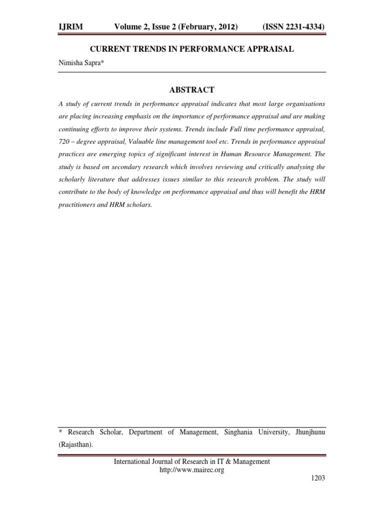 Current Trends in Performance Appraisal | PDF | Performance Appraisal ...