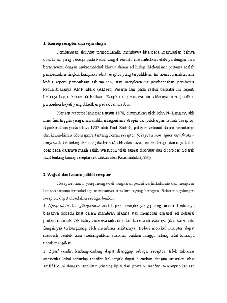 Sejarah dan Kriteria Reseptor Obat | PDF