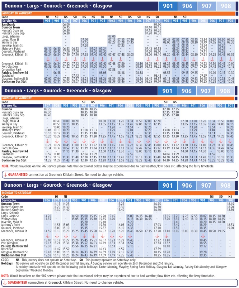 901 Bus Timetable: Glasgow to Largs | PDF | Public Transport | Transport