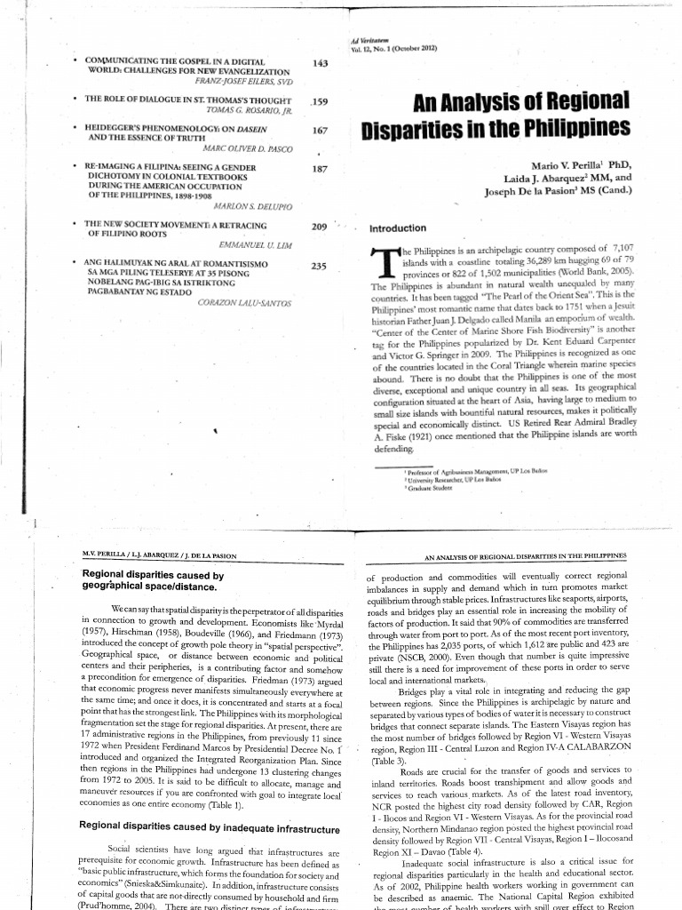 An Analysis of Regional Disparities in The Philippines | PDF