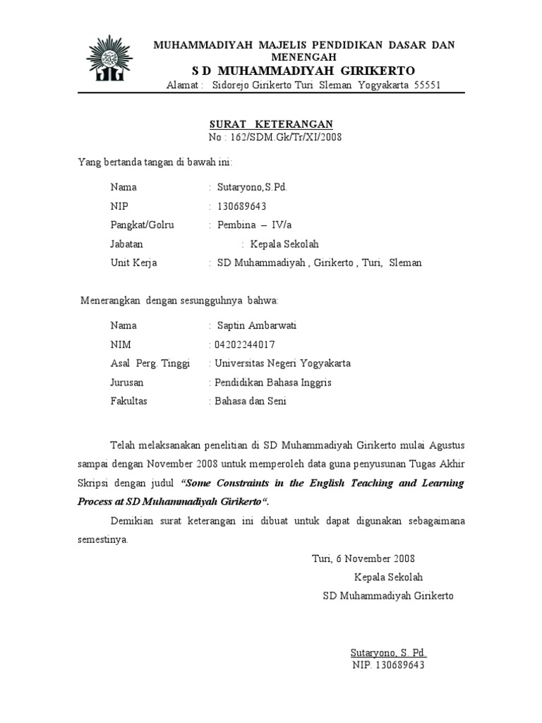 Keterangan selesai penelitian Keterangan selesai penelitian