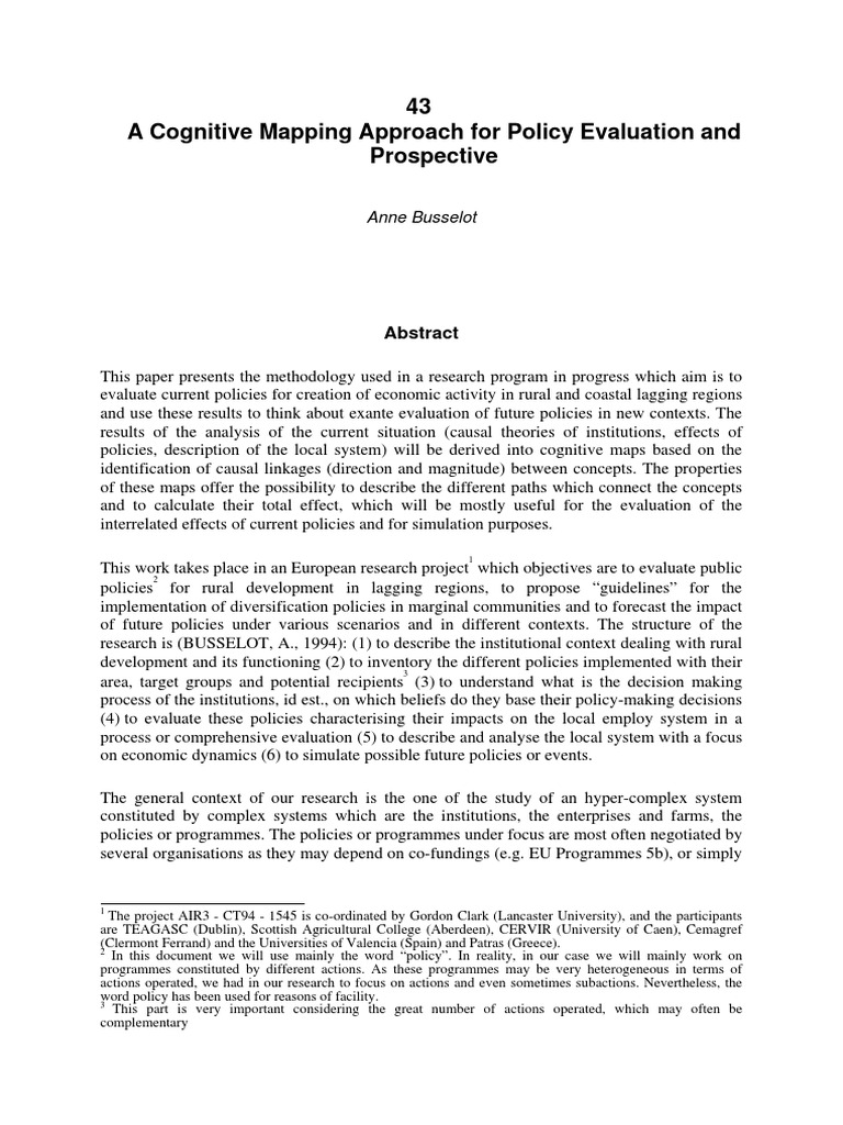 A Cognitive Mapping Approach For Policy Evaluation and Prospective ...