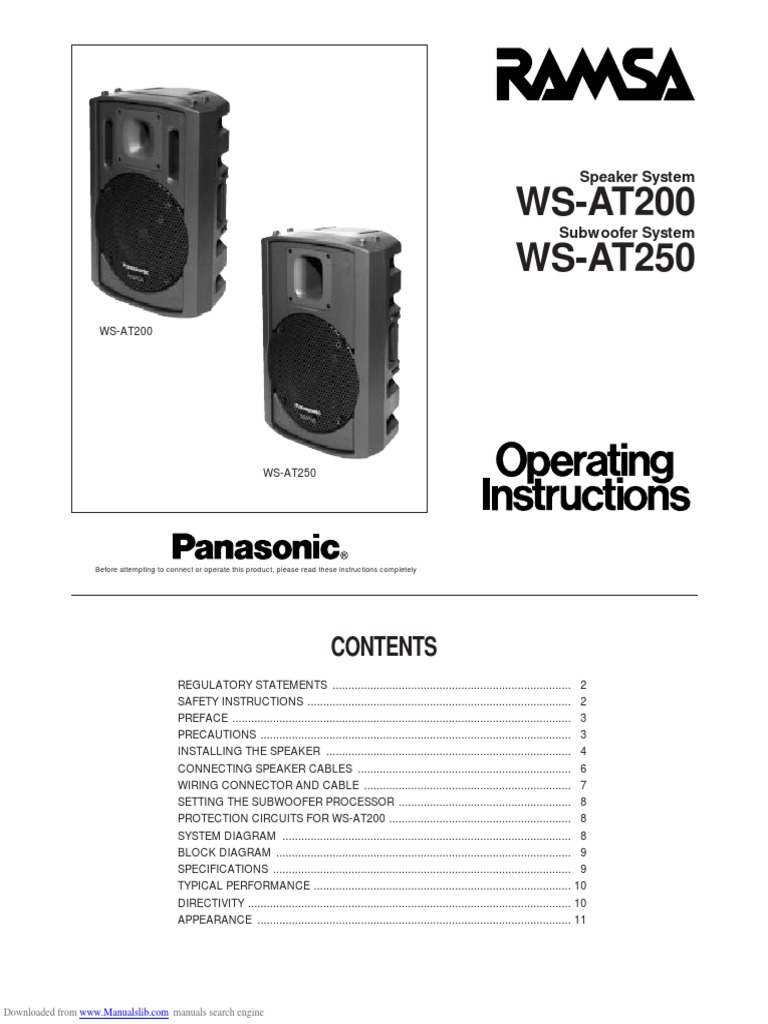 RAMSA大型スピーカーWS-AT200 Panasonic Ramsa WS-A200 Compact High Power Speaker -03718