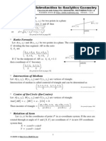 Analaytical Geomatery Formulas