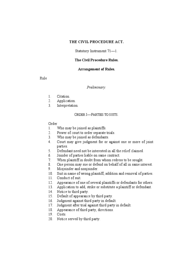 Civil Procedure Rules SI 7130 Service Of Process Lawsuit