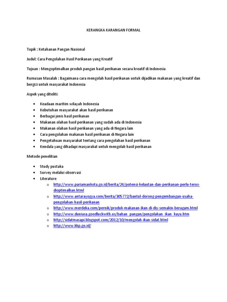 Kerangka Karangan Formal