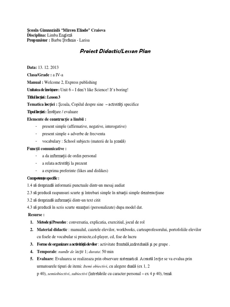 Plan Lectie | PDF
