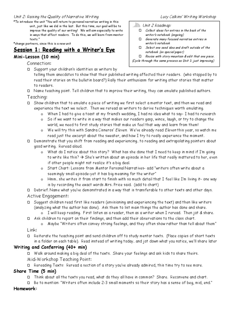 Lucy calkins personal essay examples image