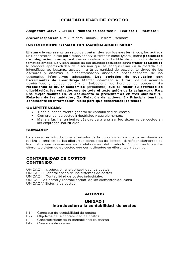 Contabilidad de Costos | PDF | Costo | Contabilidad