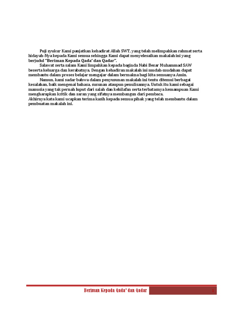 Makalah Qada� Dan Qadar PDF