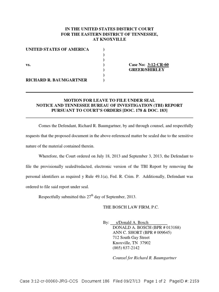 Motion For Leave To File Under Seal