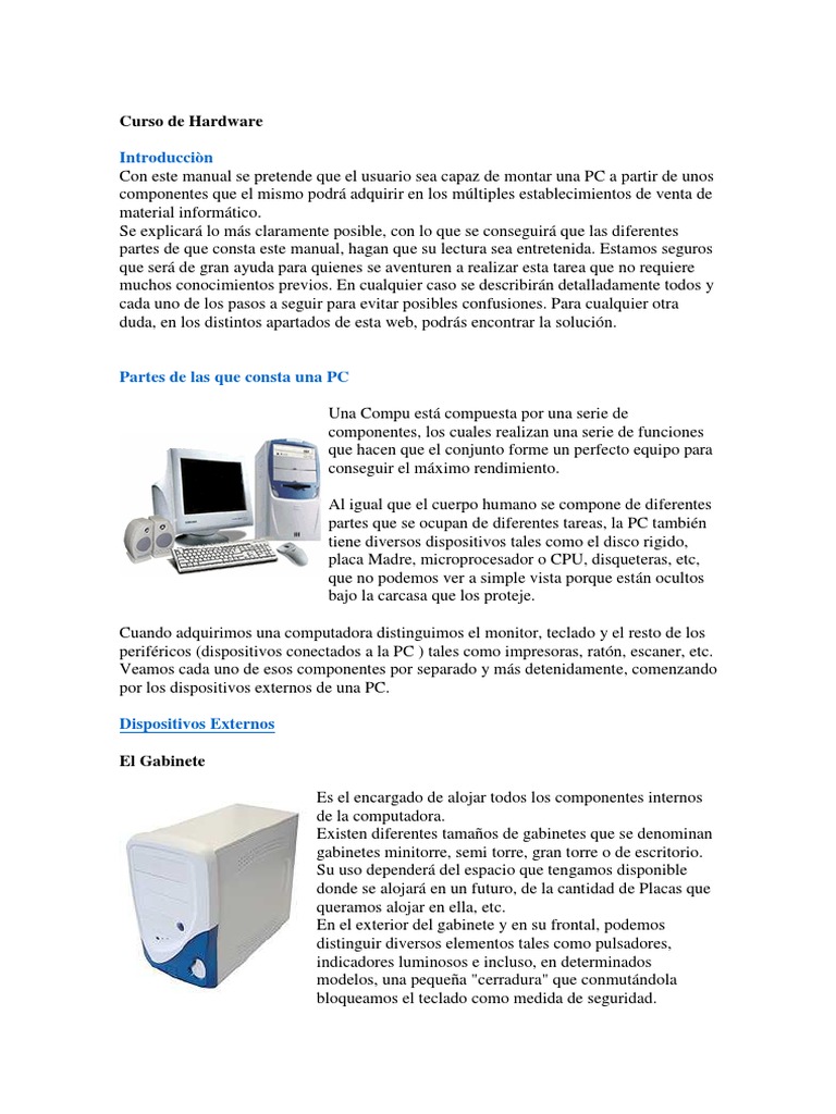 Componentes Esenciales de una PC | PDF | Hardware de la computadora ...