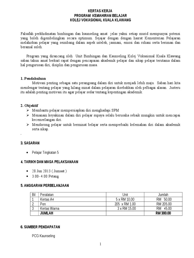 Kertas Kerja Kemahiran Belajar Spm Pdf