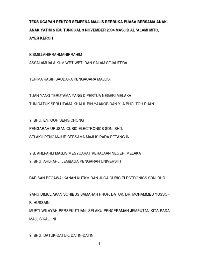Teks Pengerusi
