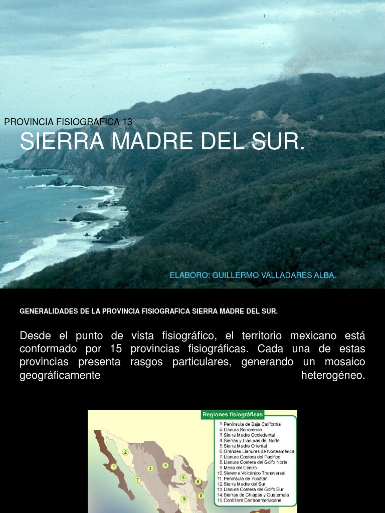 Provincia Fisiografica Sierra Madre Del Sur PDF México océano