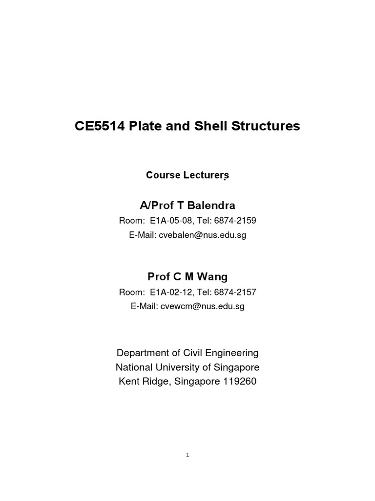 Plate and Shell Structures Course | PDF | Bending | Buckling