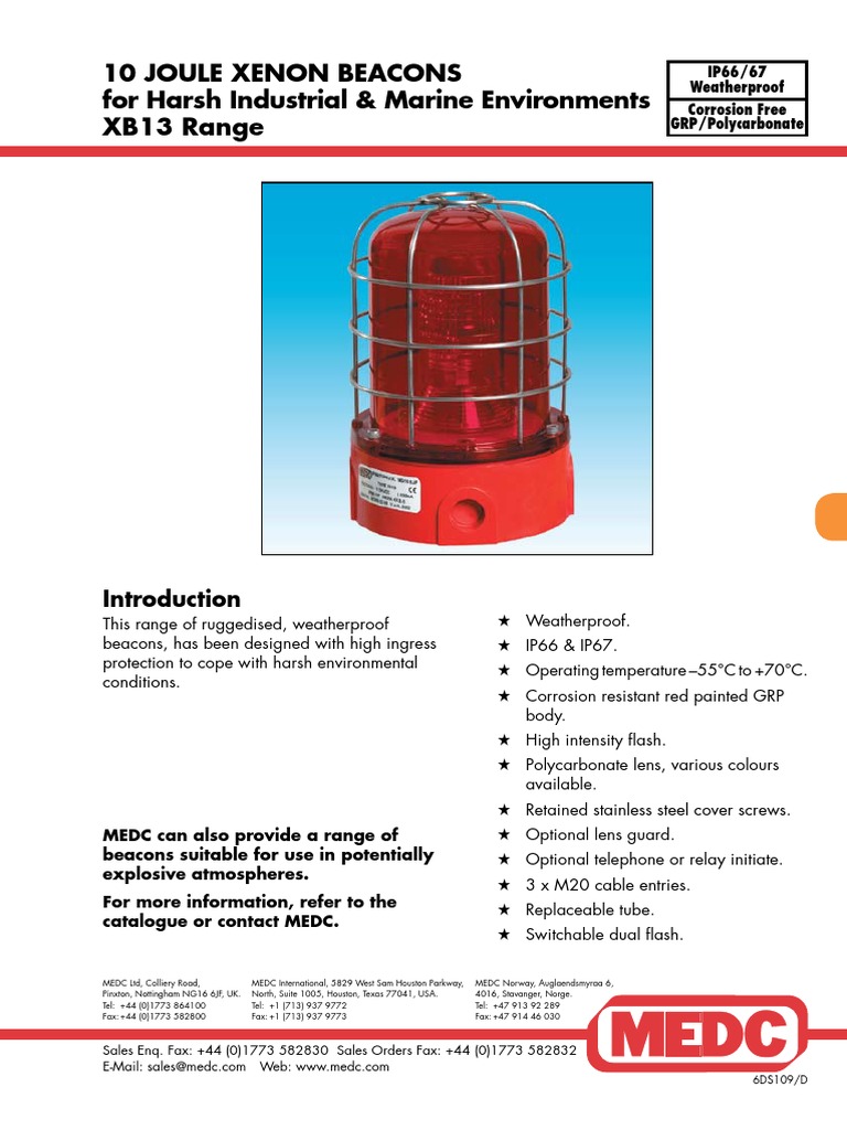 10 Joule Weatherproof Beacons XB13 | PDF | Alternating Current | Lens ...