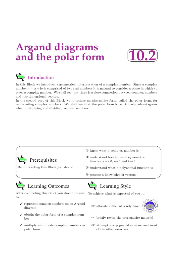 Argand Diagrams and Polar Form of Complex Numbers | PDF | Complex ...