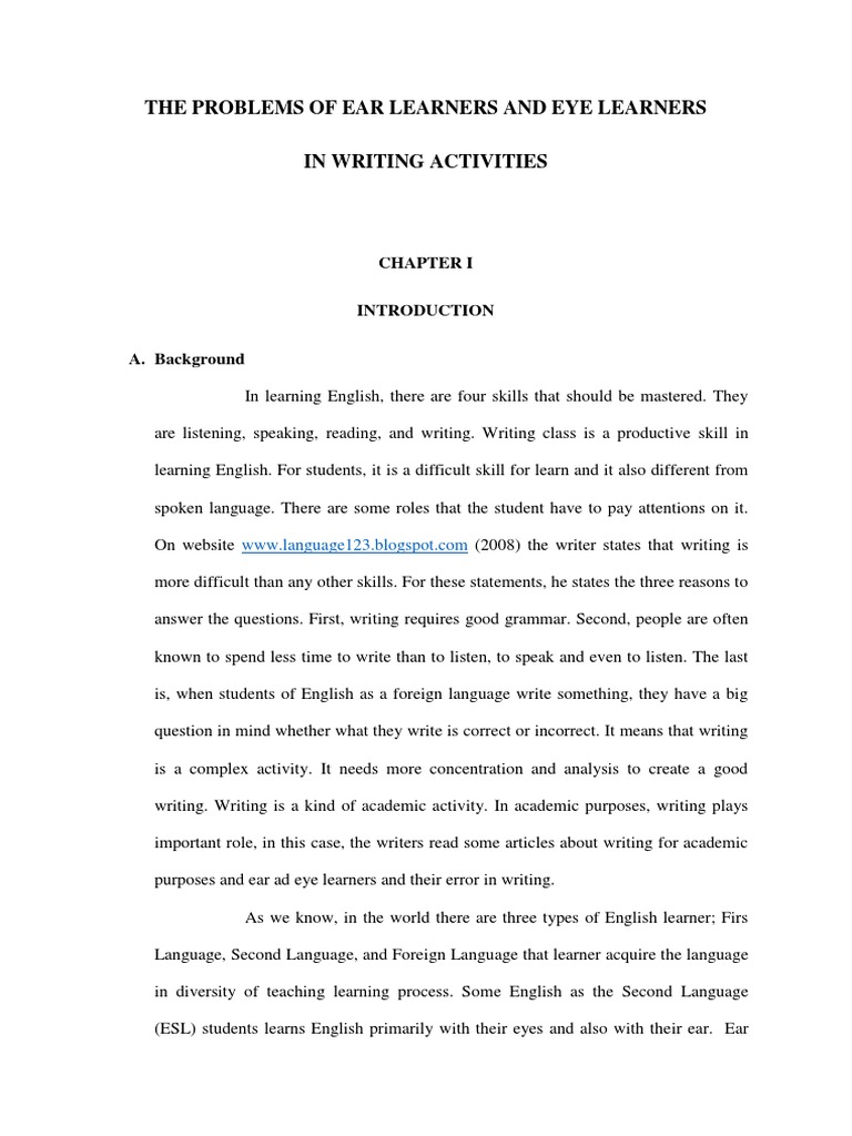 Challenges of Ear and Eye Learners in Writing | PDF | Second Language ...