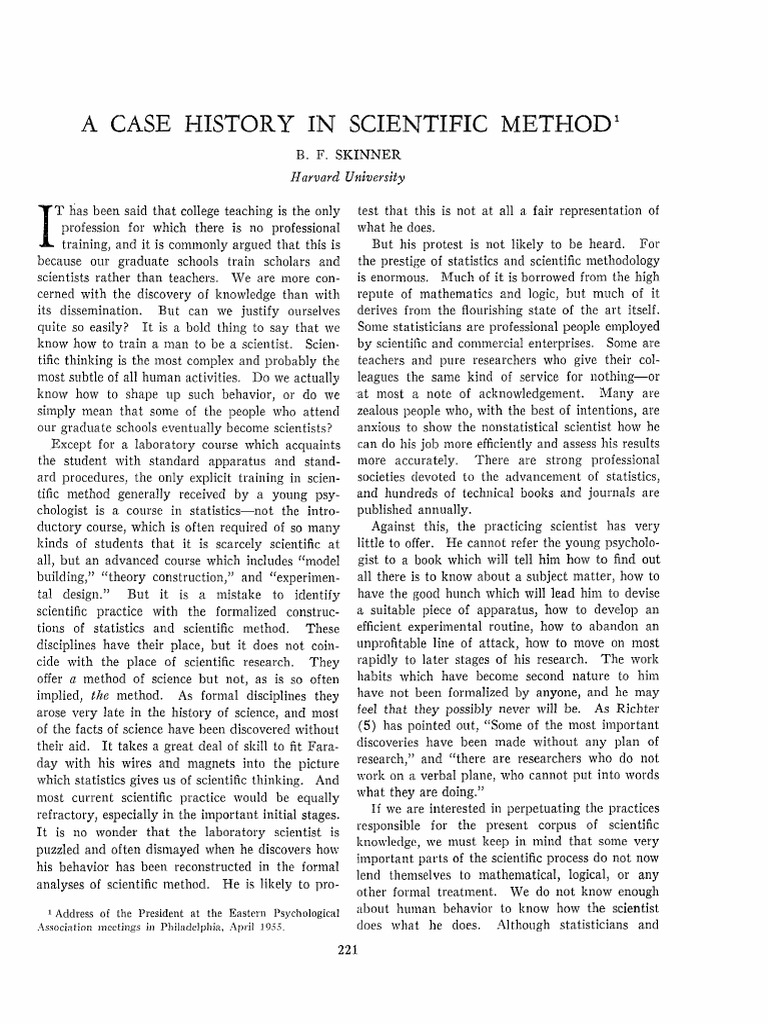 B. F. Skinner A Case History in Scientific Method (1956) Scientific