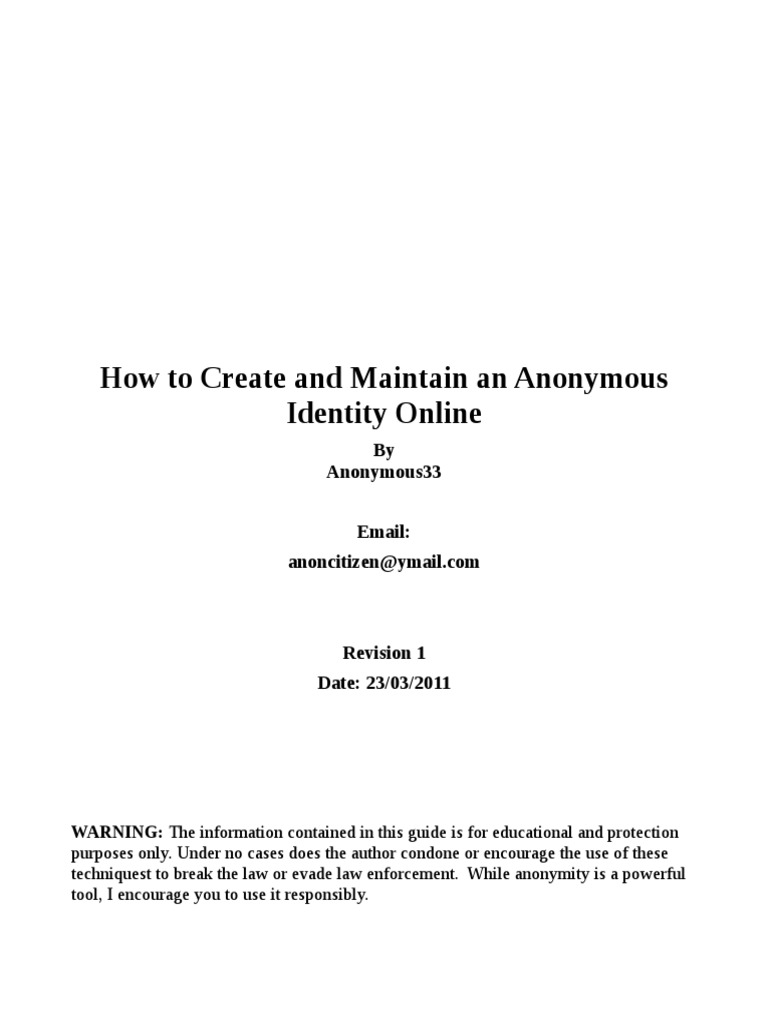 Creating an Anonymous Online Identity | PDF